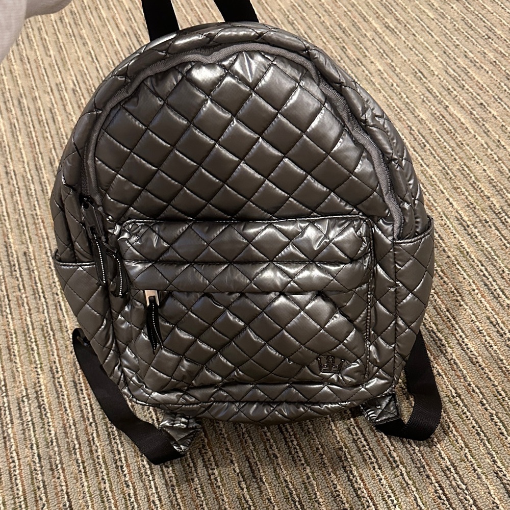 Oliver Thomas Quilted Silver Backpack